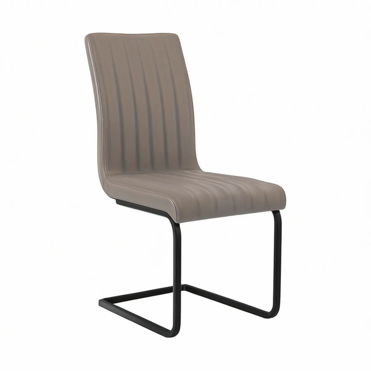 Freischwinger-Stuhl aus PU-Kunstleder und Stahl, Taupe/Schwarz, 45 x 58 x 98 cm