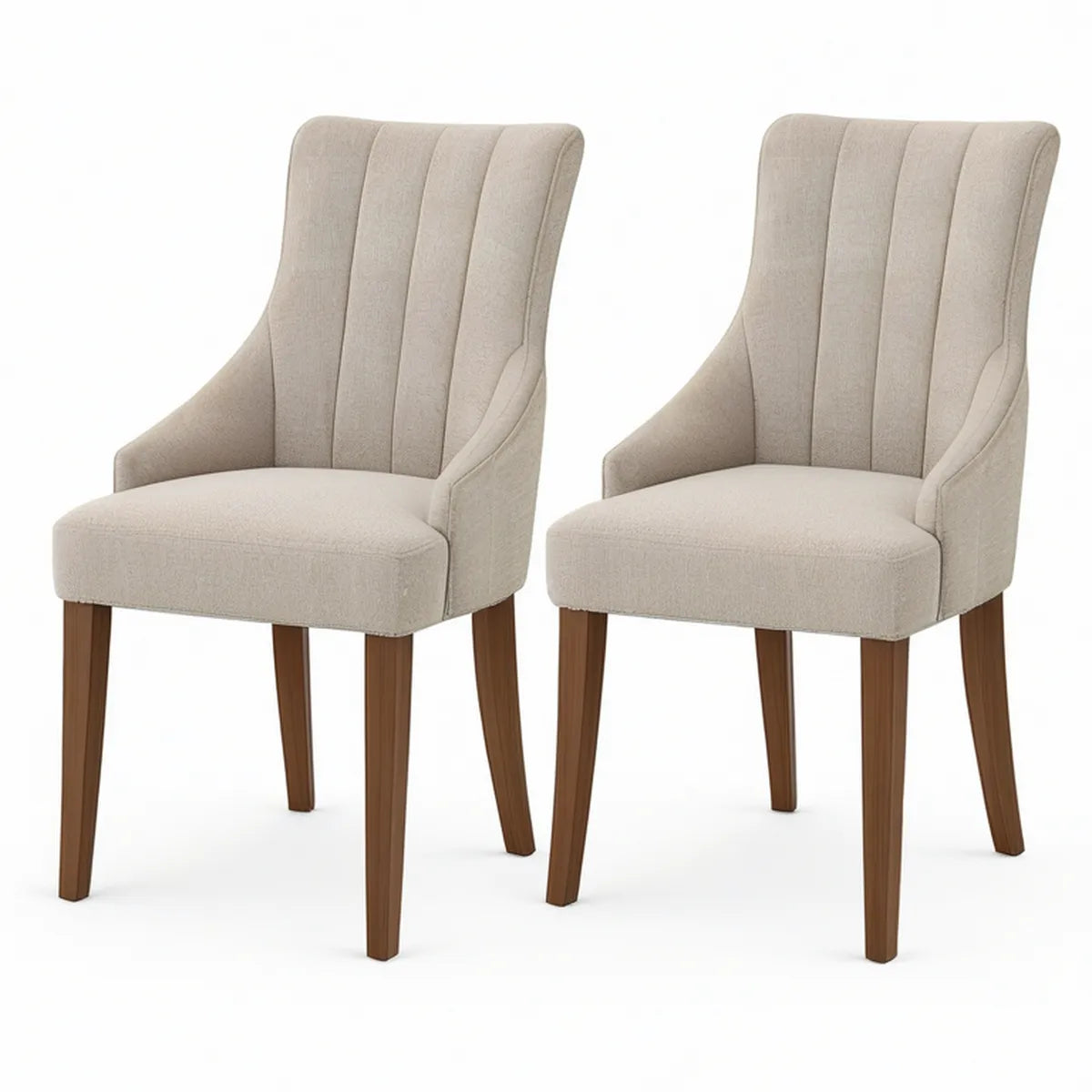 2er-Set Esszimmerstühle mit Armlehnen, Beige/Braun, 50 x 61 x 95 cm