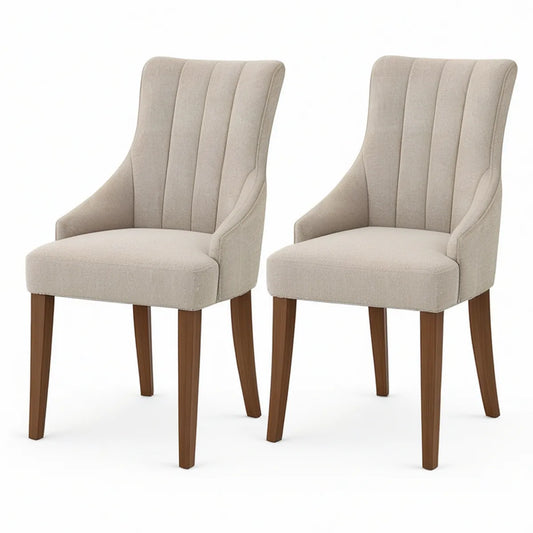 2er-Set Esszimmerstühle mit Armlehnen, Beige/Braun, 50 x 61 x 95 cm