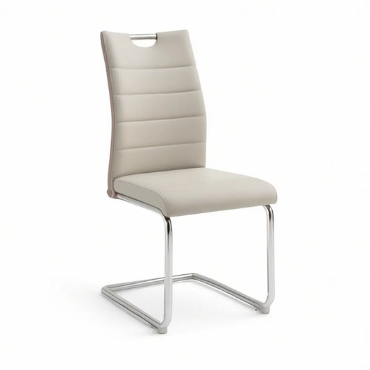 Freischwinger mit Grifföffnung, PU-Bezug Creme/Silber, 44 x 59 x 101 cm