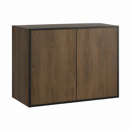 Schrank mit 2 grifflosen Drehtüren, Walnussoptik Braun/Schwarz, 100 x 40 x 80 cm