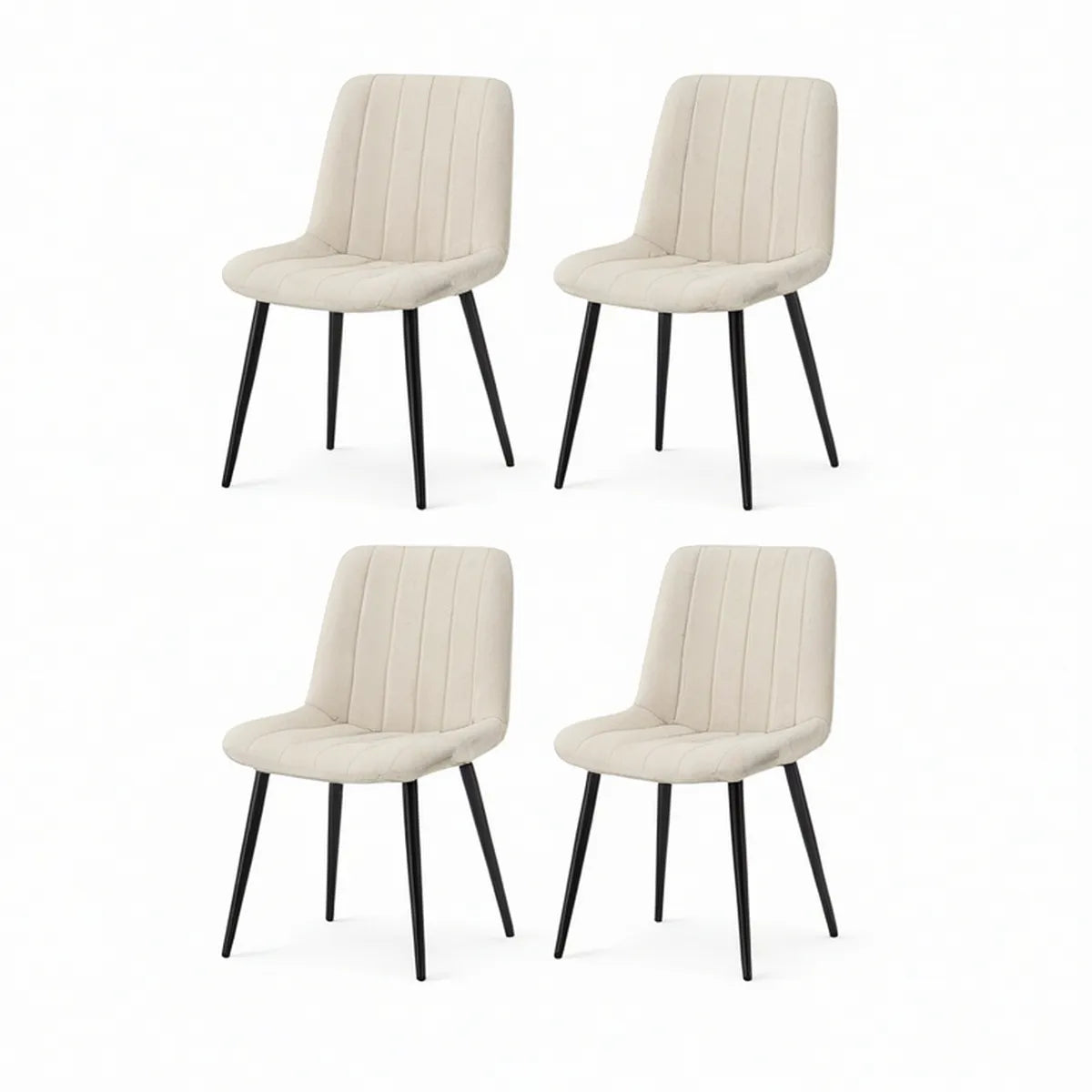4er-Set Esszimmerstühle mit Samtbezug, Creme/Schwarz, 45 x 55 x 84 cm