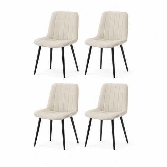 4er-Set Esszimmerstühle mit Samtbezug, Creme/Schwarz, 45 x 55 x 84 cm