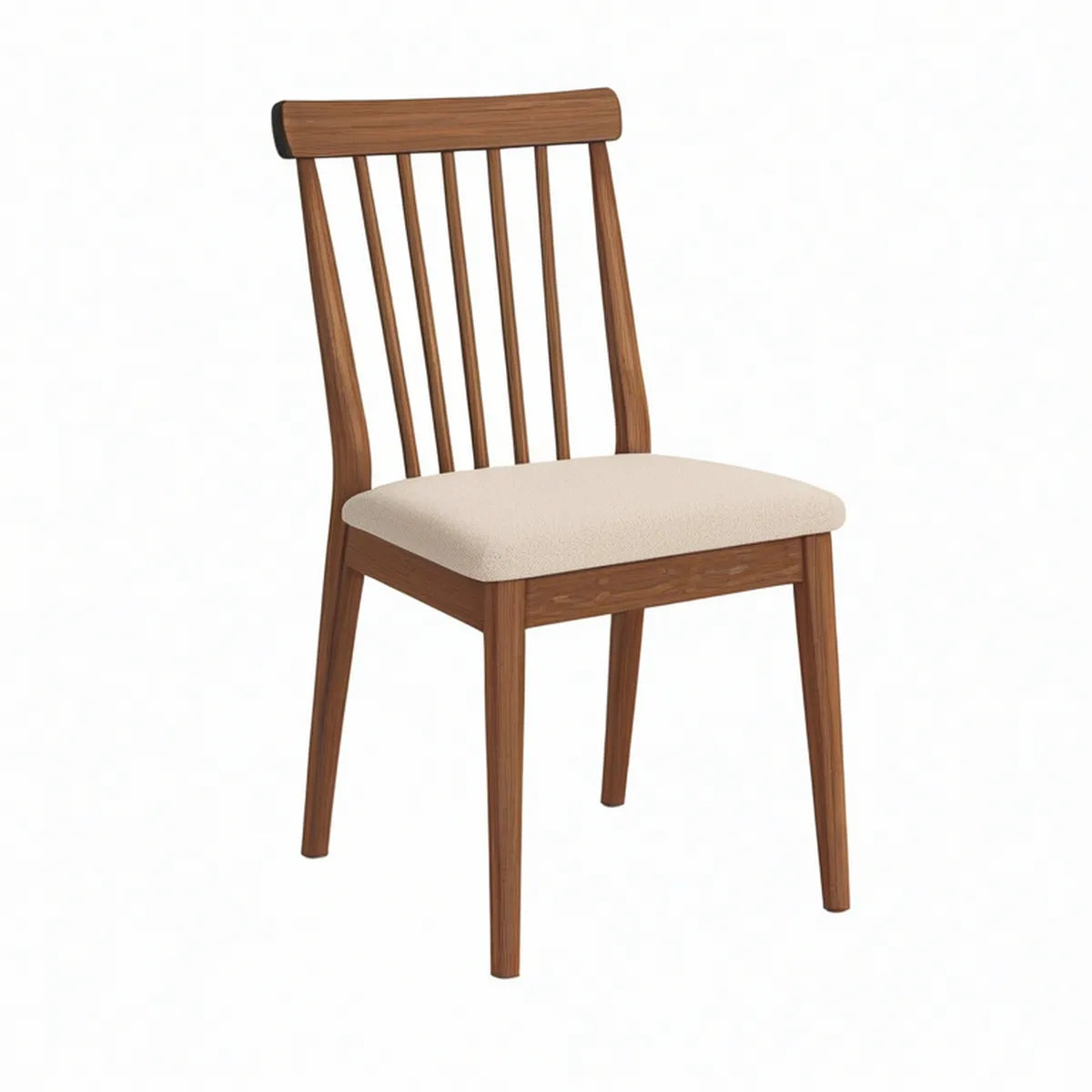 Esszimmerstuhl aus Massivholz mit gepolsterter Sitzfläche, Walnuss/Beige, 45 x 53 x 84 cm